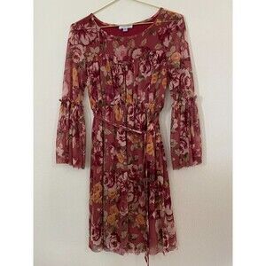 Juniper Ln Women’s Dress Sz Medium Red Floral‎ Swinging Babydoll Boho Dress